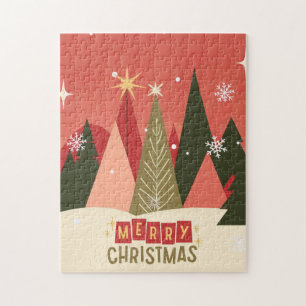 Retro/Vintag Frohe Weihnachtsbaum Puzzle