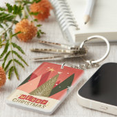 Retro/Vintag Frohe Weihnachtsbaum Schlüsselanhänger (Vorderseite rechts)