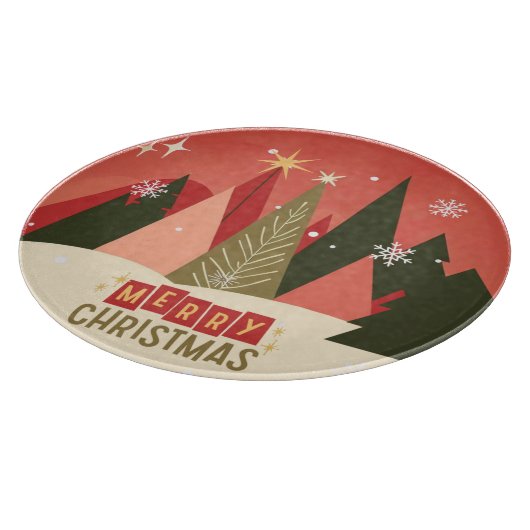 Retro/Vintag Frohe Weihnachtsbaum Schneidebrett (Ecke)