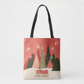 Retro/Vintag Frohe Weihnachtsbaum Tasche (Vorderseite)