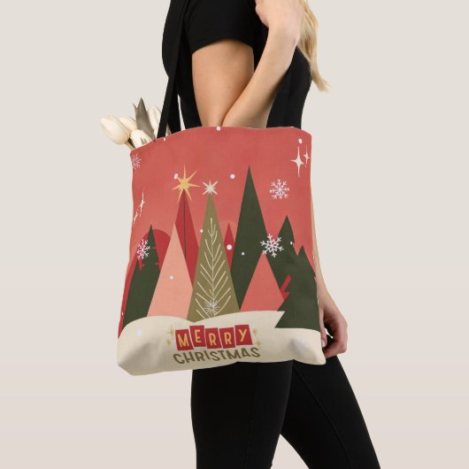 Retro/Vintag Frohe Weihnachtsbaum Tasche (Von Nahem)