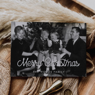 Retro Vintag Frohe Weihnachtsfamilie Foto Feiertagskarte