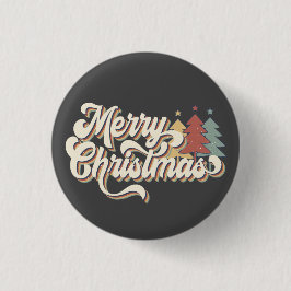 Retro Vintag Frohe Weihnachtstypografie Button