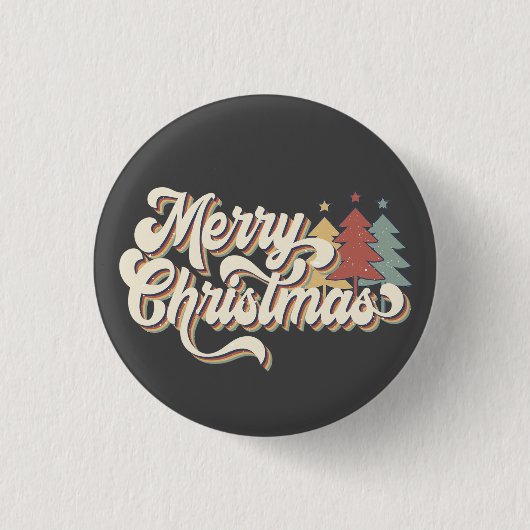 Retro Vintag Frohe Weihnachtstypografie Button (Vorderseite)