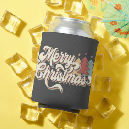 Retro Vintag Frohe Weihnachtstypografie Dosenkühler
