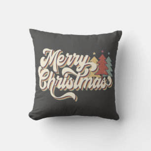 Retro Vintag Frohe Weihnachtstypografie Kissen