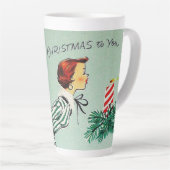 Retro Vintag Frohe Weihnachtswünsche Lady Milchtasse (Rechte Ecke)