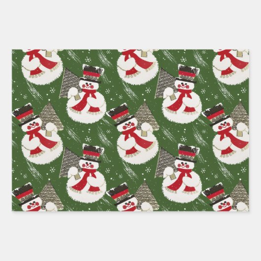 Retro Vintag Frosty Snowmen Geschenkpapier Set (Vorderseite)