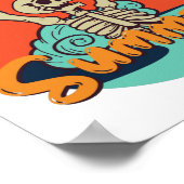 Retro Vintag Funny Skeleton Hallo Sommer Poster (Ecke)
