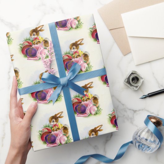 Retro Vintag gekachelter Osterhasen Geschenkpapier (Schenken)