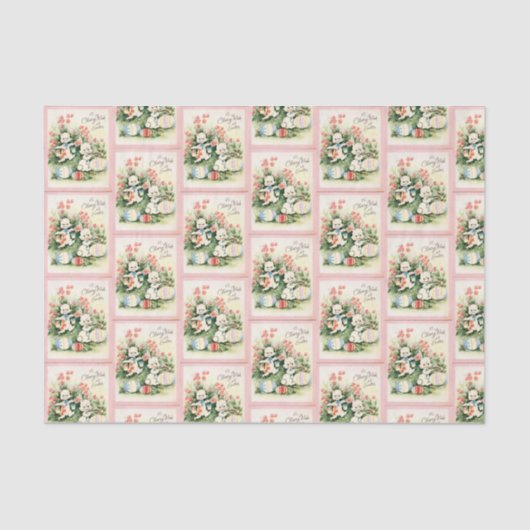 Retro Vintag gekachelter Osterhasen Seidenpapier (Vorderseite)