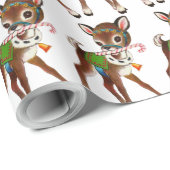 Retro-Vintag gekacheltes Weihnachtsrentier-Party Geschenkpapier (Rolleneckpunkt)
