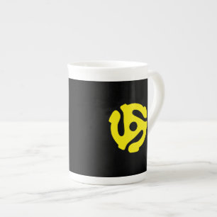 Retro Vintag-Gelb-45-Abstandhalter-DJ Porzellantasse