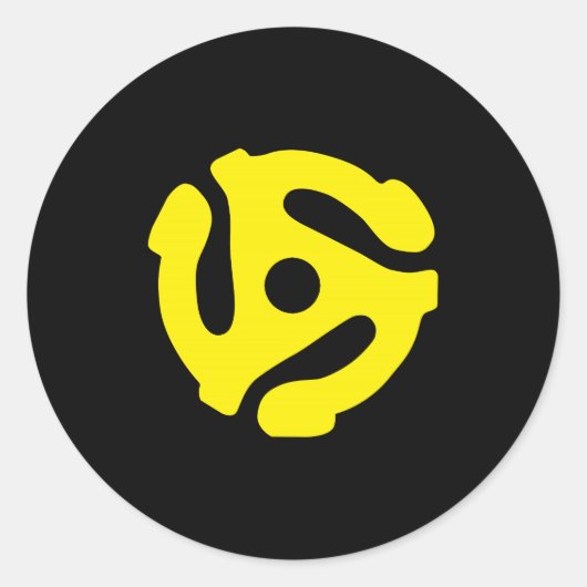 Retro Vintag-Gelb-45-Abstandhalter-DJ Runder Aufkleber (Vorderseite)