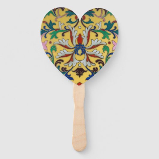 Retro Vintag Gelbe Minton Tile Botanisch Fächer (Vorderseite)