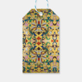 Retro Vintag Gelbe Minton Tile Botanisch Geschenkanhänger (Rückseite)