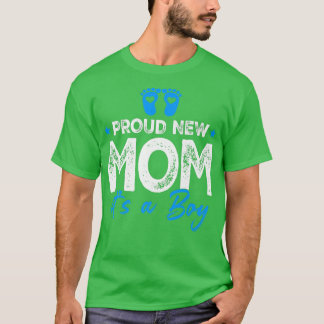 Retro Vintag Gender Reveal Proud Junge Mutter Es i T-Shirt