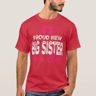 Retro Vintag Gender Reveal Proud New Big Sister I T-Shirt