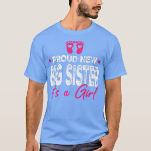 Retro Vintag Gender Reveal Proud New Big Sister I T-Shirt