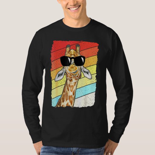 Retro Vintag Giraffe Sonnenbrille Tier T-Shirt (Vorderseite)
