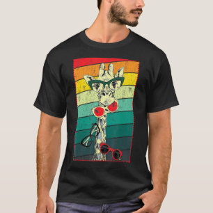 Retro Vintag Giraffe Sonnenbrille Tier T-Shirt