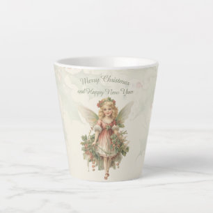 Retro Vintag Girl Angel Christmas Holly Milchtasse