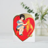 Retro Vintag Girl Holiday Postkarte (Stehend Vorderseite)