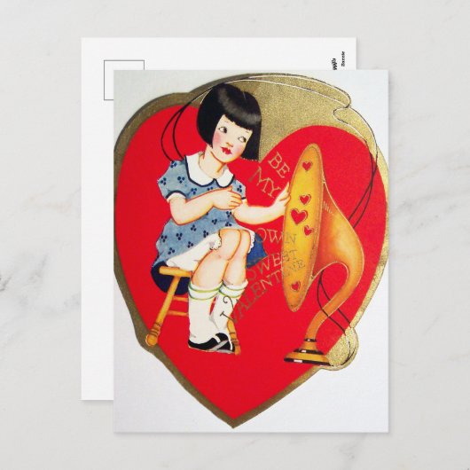 Retro Vintag Girl Holiday Postkarte (Vorne/Hinten)