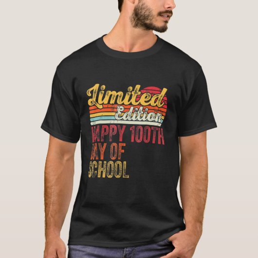 Retro Vintag glücklich 100. Schullehrer 10 T-Shirt (Vorderseite)