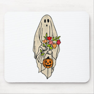 Retro Vintag Gnoovy Halloween Blume Ghost Pumpki Mousepad