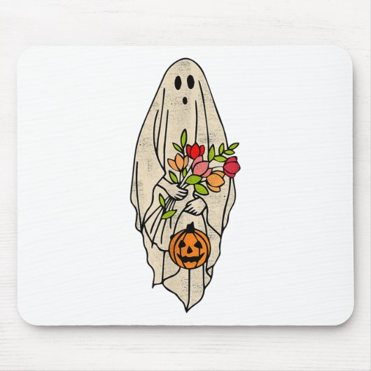 Retro Vintag Gnoovy Halloween Blume Ghost Pumpki Mousepad (Vorne)