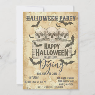 Retro Vintag Gothic Skulls Halloween-Party laden e Einladung