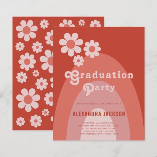 Retro Vintag Graduation Party Simple Daisy (Vorne/Hinten)