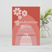 Retro Vintag Graduation Party simple Daisy Einladung (Stehend Vorderseite)
