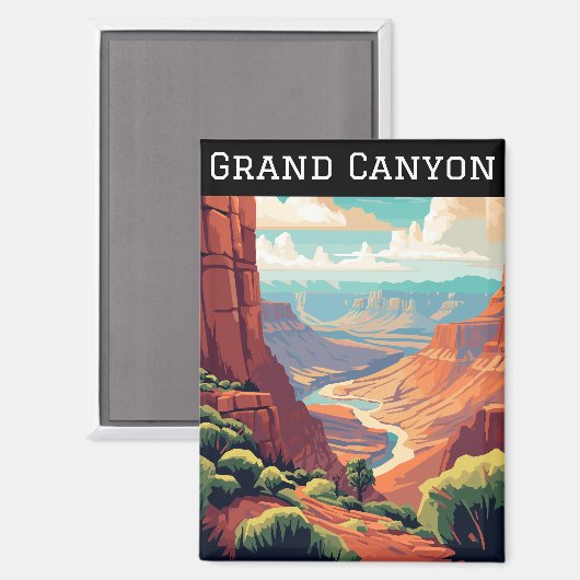 Retro Vintag Grand Canyon Nationalpark Parco delle Magnet (Vorderseite/Rückseite)