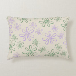 Retro Vintag Green Lila Small Blume Muster Dekokissen