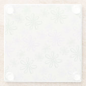 Retro Vintag Green Lila Small Blume Muster Glasuntersetzer (Rückseite)