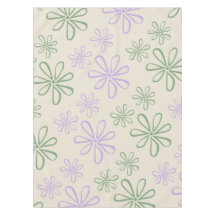 Retro Vintag Green Lila Small Blume Muster