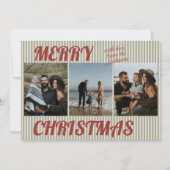 Retro Vintag Green Strips Foto Weihnachten (Vorderseite)