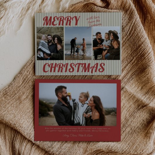 Retro Vintag Green Strips Foto Weihnachten