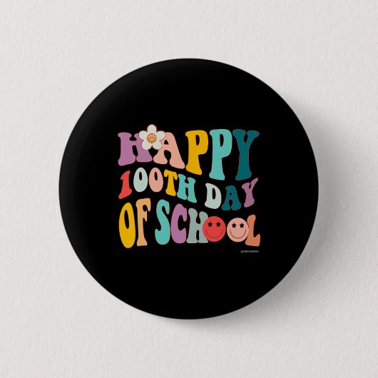 Retro Vintag Groovy 100 Tage Lehrschule Button (Vorderseite)