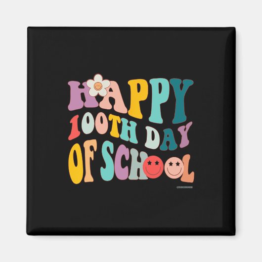Retro Vintag Groovy 100 Tage Lehrschule Magnet (Vorne)