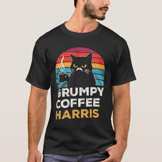 Retro Vintag Grumpy Coffee Harris T-Shirt (Vorderseite)