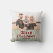 Retro Vintag grüne Streifen Rot Frohe Weihnachten Kissen (Vorderseite)