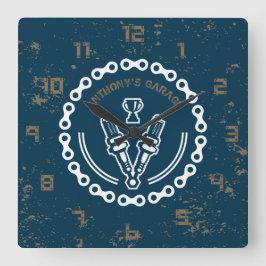 Retro Vintag Grunge Garage Quadratische Wanduhr
