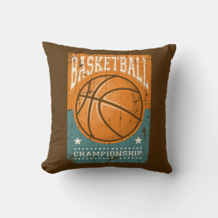 Retro Vintag Grunge Orange Blue Basketball Kissen