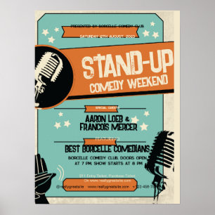Retro Vintag Grunge Stand Up Comedy Show Poster