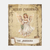 Retro Vintag Guardian Angel Frohe Weihnachten Fleecedecke (Vorderseite)
