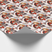 Retro Vintag hallo Weihnachtskatzenkatze gefliest Geschenkpapier (Ecke)