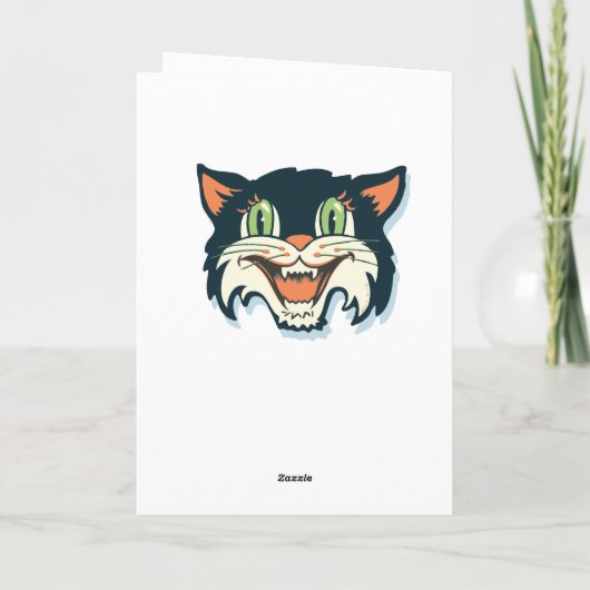 Retro Vintag Halloween Cat Karte (Rückseite)